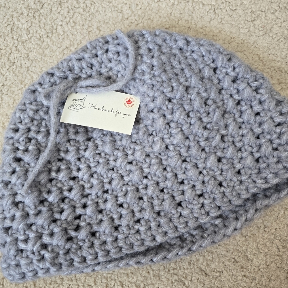 HANDMADE OOAK Hat Toque Beanie - Light Gray